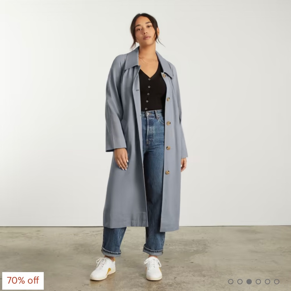 Everlane Gathered Drape Trench in Smoke XS
